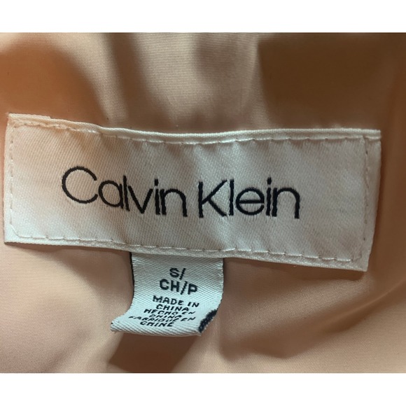 Calvin Klein Women Quilted Vest Beige Black Zip Pockets Rib Knit Sides Size S - Picture 3 of 8